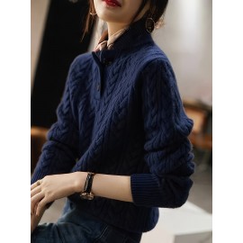 Women'S Sweater - Soft Pullover Sweater with V-Neck, Loose Fit Long Sleeve Top for Everyday & Formal Outfits - All-Season Layering Essential in Green