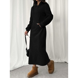 Women's Autumn and Winter Fashion Loose Casual Straight Sweatshirt Dress
